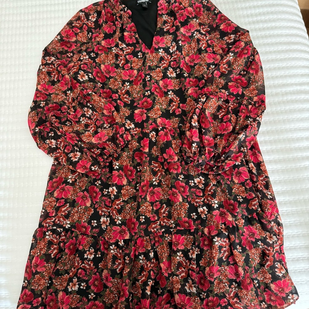 Express Floral Long Sleeve Dress